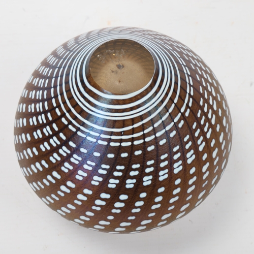 201 - BERTIL VALLIEN for Kosta Boda, an Artist Collection Swirl pattern smoked iridescent glass vase, sign... 