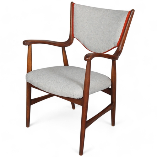 205 - A mid-century Danish armchair in the manner of FINN JUHL, height 98cm, width 76cm, depth 82cm