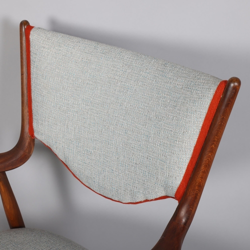 205 - A mid-century Danish armchair in the manner of FINN JUHL, height 98cm, width 76cm, depth 82cm