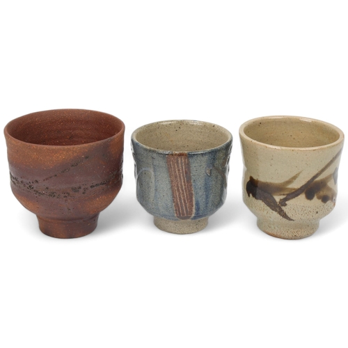 216 - JANET LEACH (1918-1997), St Ives Pottery, a wood fired tea bowl and two other Hamada/Mashiko style y... 