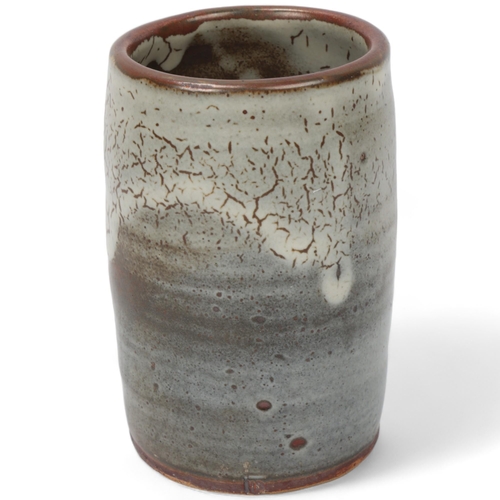 217 - DAVID LEACH (1911-2005), a grey glazed cylinder vase, makers stamp to base, makers stamp to base, he... 