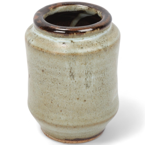 218 - DAVID LEACH (1911-2005), Lowerdown Pottery, a tenmoku and grey glaze brushpot, DL and Lowerdown mark... 