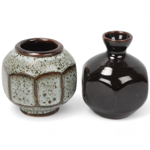 219 - DAVID LEACH (1911-2005), two small facet cut studio pottery vases, both with makers marks to base, t... 