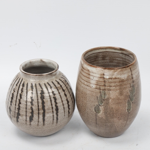 221 - DAVID LEACH (1911-2005), two small brush decorated studio ceramic vases, both with impressed makers ... 