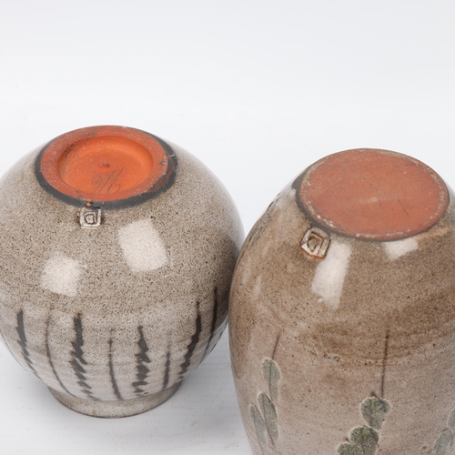 221 - DAVID LEACH (1911-2005), two small brush decorated studio ceramic vases, both with impressed makers ... 