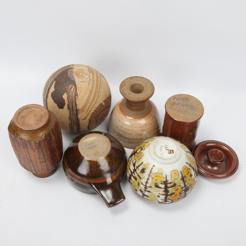 227 - A collection of British studio pottery,  including pieces by COLIN PEARSON, H M FRENCH, PETER ARNOLD... 