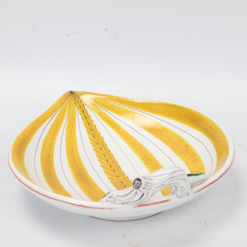 240 - STIG LINDBERG for Gustavsberg, a ceramic leaf dish with twig handle, designed 1940s', makers marks t... 