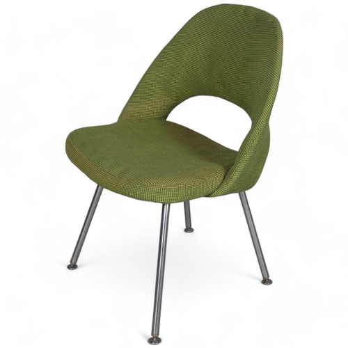 244 - A vintage EERO SAARINEN conference chair, in original green fabric, brushed steel legs, designed 195... 