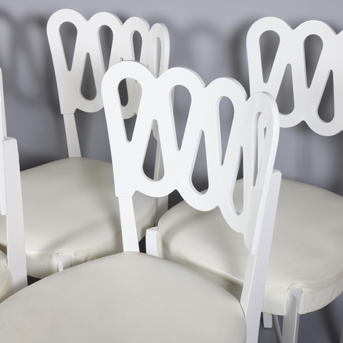 254 - GIO PONTI, Italy, a set of 6 Montina 969 chairs in white lacquered wood with leather upholstery, des... 