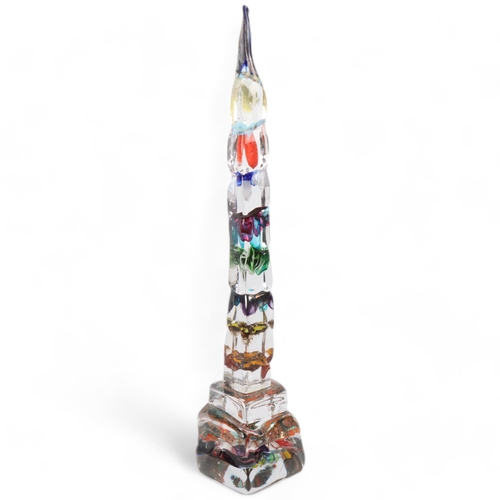 269 - A hand-made glass block totems, with individual coloured inserts, attributed MIKE FROHLICH Glass, un... 