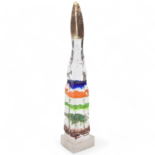 270 - A hand-made glass block totems, with individual coloured inserts, attributed MIKE FROHLICH  Glass, u... 