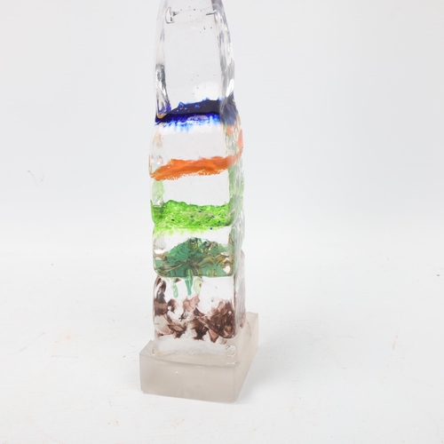 270 - A hand-made glass block totems, with individual coloured inserts, attributed MIKE FROHLICH  Glass, u... 