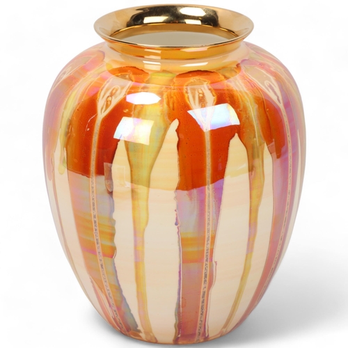 278 - CAROLINE & STEPHEN ATKINSON-JONES, a slip-cast  ceramic vase, with gold lustre glaze, with original ... 