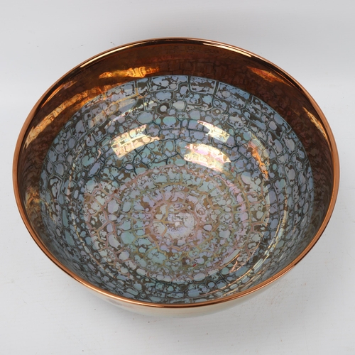 281 - CAROLINE & STEPHEN ATKINSON-JONES, a slip-cast fruit bowl, with bronze lustre glaze, signed to base,... 