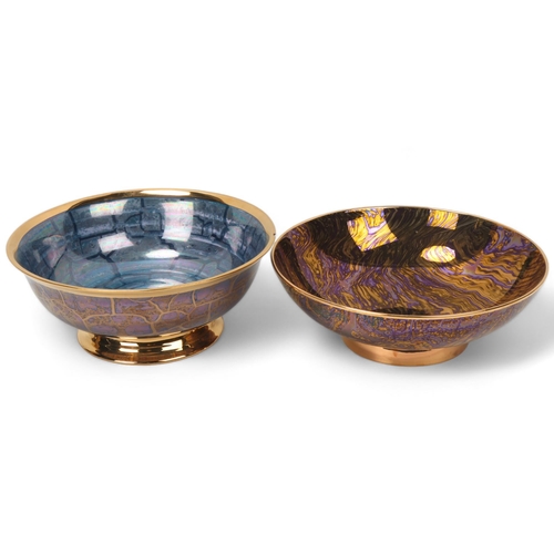 283 - CAROLINE & STEPHEN ATKINSON-JONES, two slip-cast fruit bowls, with gold lustre glaze, signed to base... 