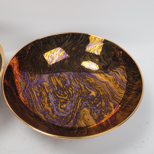 283 - CAROLINE & STEPHEN ATKINSON-JONES, two slip-cast fruit bowls, with gold lustre glaze, signed to base... 