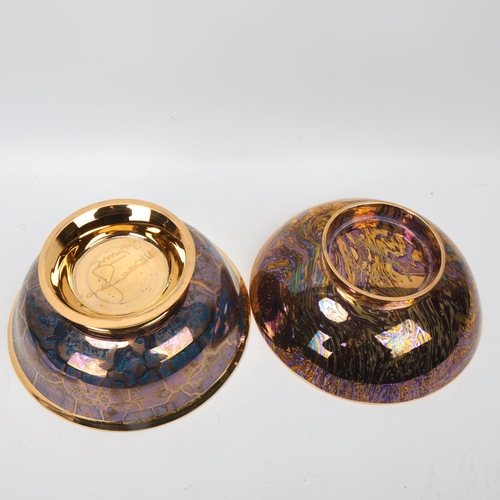 283 - CAROLINE & STEPHEN ATKINSON-JONES, two slip-cast fruit bowls, with gold lustre glaze, signed to base... 