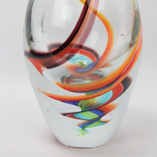 295 - A heavy walled Murano glass vase, with multi-coloured swirl glass interior, height 22cm