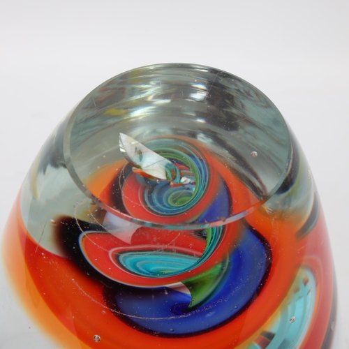 295 - A heavy walled Murano glass vase, with multi-coloured swirl glass interior, height 22cm