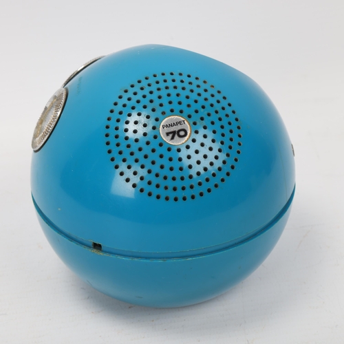 297 - A vintage National Panasonic Model R-70 radio, blue plastic with manufacturers labels, diameter 12cm