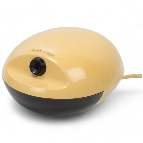 298 - A 1960s' Boston egg electric pencil sharpener with cream and brown plastic body, model #16, makers l... 