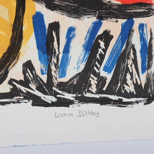 318 - LORNA DILLEY, Hastings boat pond, screen print, signed in pencil, 64 x45cm, unframed