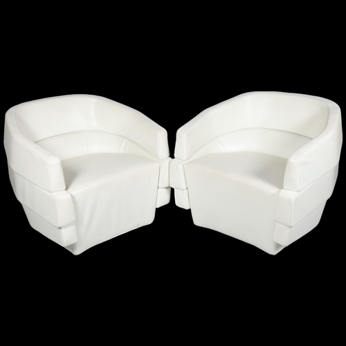 332 - PATRICIA URQUIOLA, for Moroso, Italy, a pair of Rift (full-size) armchairs in white leather with mak... 