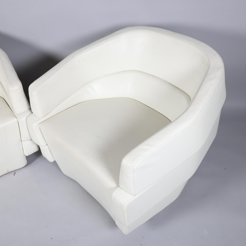 332 - PATRICIA URQUIOLA, for Moroso, Italy, a pair of Rift (full-size) armchairs in white leather with mak... 