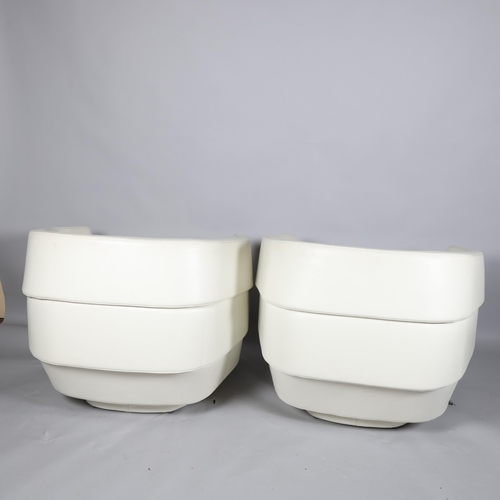 332 - PATRICIA URQUIOLA, for Moroso, Italy, a pair of Rift (full-size) armchairs in white leather with mak... 