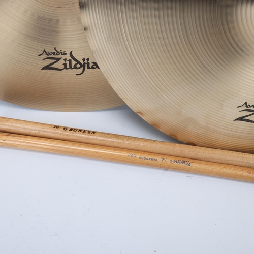 49 - JIMI HENDRIX EXPERIENCE Zildjian Cymbals (3) Owned by drummer MITCH MITCHELL. Two 14inch Mastersound... 