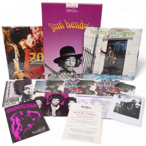 61 - A quantity of paper ephemera relating to MITCH MITCHEL and JIMI HENDRIX. Includes exhibition cards, ... 