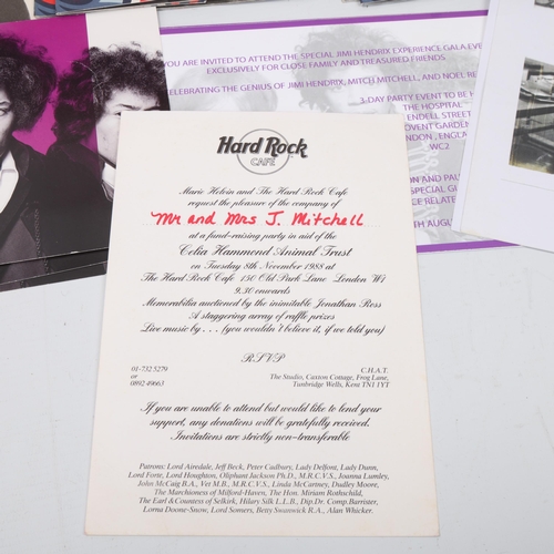 61 - A quantity of paper ephemera relating to MITCH MITCHEL and JIMI HENDRIX. Includes exhibition cards, ... 