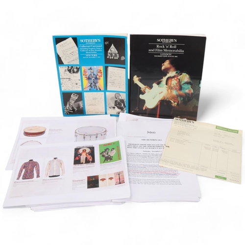 64 - Paperwork and AUCTION CATALOGUES relating to the 1990 and 1991 SOTHEBY'S SALES of JIMI HENDRIX MEMOR... 