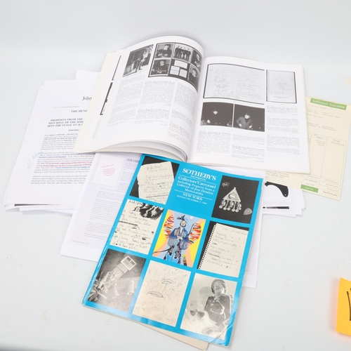 64 - Paperwork and AUCTION CATALOGUES relating to the 1990 and 1991 SOTHEBY'S SALES of JIMI HENDRIX MEMOR... 