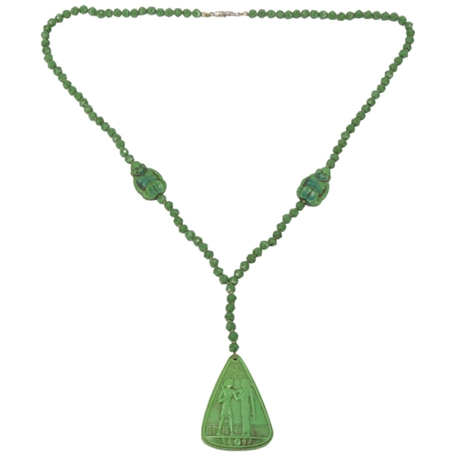 67A - A vintage Max Neiger green glass Egyptianate necklace, previously worn by MITCH MITCHELL in the 1960... 