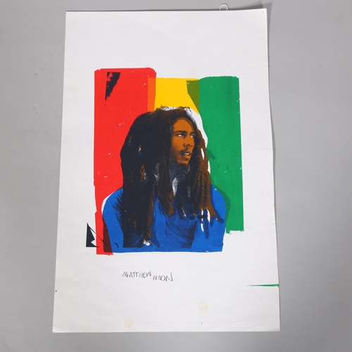 70 - MATTHEW MOON, a screen print of Bob Marley, signed in pencil, 57 x36.5cm, unframed