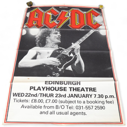 77 - AC/DC, an original 1980s' tour poster, Edinburgh Playhouse Theatre, 40 x 60 inches