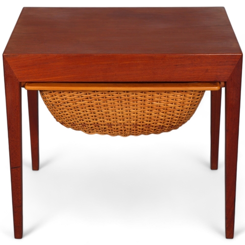 79 - SEVERIN HANSEN for Hasler, a teak sewing table  with single drawer and lower basket, indistinct make... 