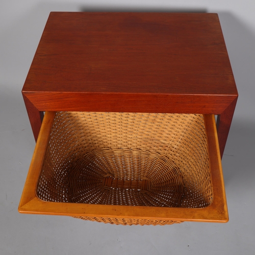 79 - SEVERIN HANSEN for Hasler, a teak sewing table  with single drawer and lower basket, indistinct make... 