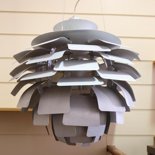 83 - A POUL HENNINGSEN design late 20th century PH Artichoke ceiling lamp in brushed aluminium with suppo... 