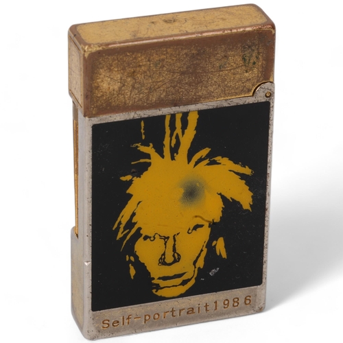 92 - An limited edition ANDY WARHOL self-portrait Line 2 lighter by S.T.Dupont, Paris, dated 1986, makers... 