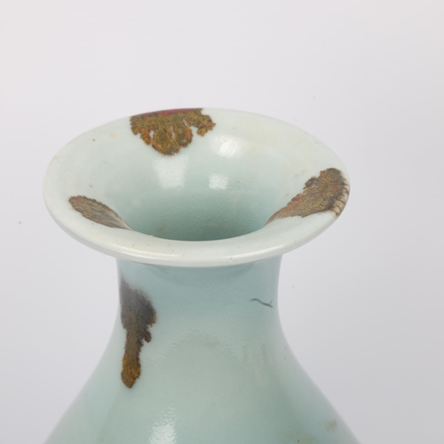 93 - POH CHAP YEAP (1927-2007), a large porcelain vase with celadon and iron spot glaze, signed to base, ... 