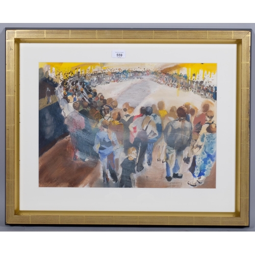 683 - Emil Dacanay, ringside, mixed media painting, signed, 35cm x 50cm, framed, provenance: Gallery 41 Ed... 