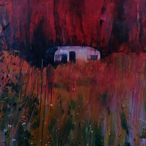 515 - Nick Archer (born 1963), Caravan, large format oil on canvas, signed verso dated 2012, 150cm x 150cm... 