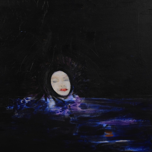 529 - Steve Houstoun (born 1953), the drowning poet, oil on canvas, signed, 80cm x 80cm, unframed