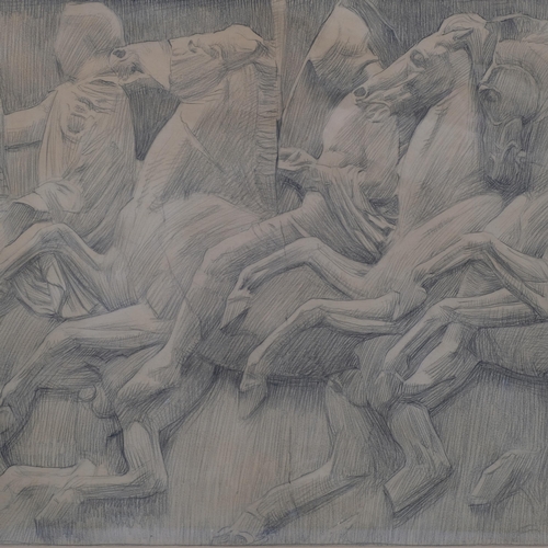 533 - Classical relief sketch, pencil drawing on paper, unsigned, 40cm x 74cm, framed