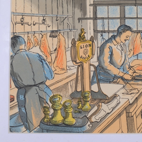 555 - Edward Bawden (1903 - 1989), The Butcher/The Tailor, colour lithograph, published by Curwen Press 19... 