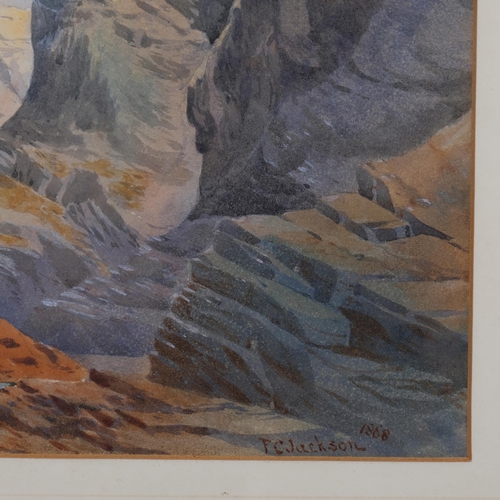 556 - Frederick Jackson (flourished 1868 - 1884), shipwreck boat and cliffs, watercolour, signed and dated... 