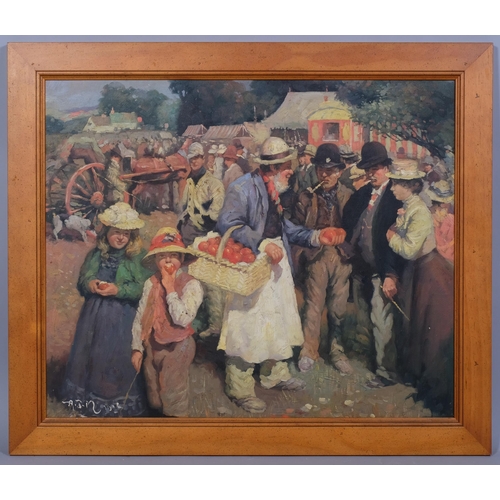 562 - After Alfred Munnings, a gala day, contemporary oil on board, 50cm x 60cm, framed