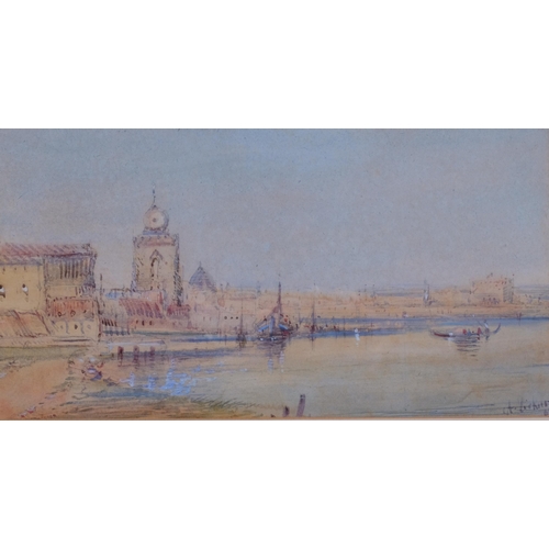 573 - Alfred Vickers, a scene in Venice, watercolour, signed, 19cm x 37cm, framed